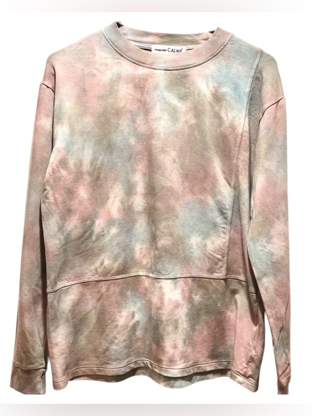 Johnny Was Calme Tie-Dye Seamed Oversized Pullover Tee, sz S